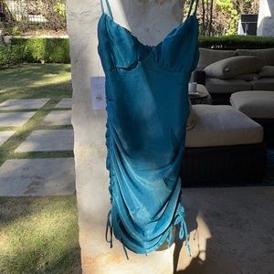 American Threads turquoise satin dress! Never worn with tags!